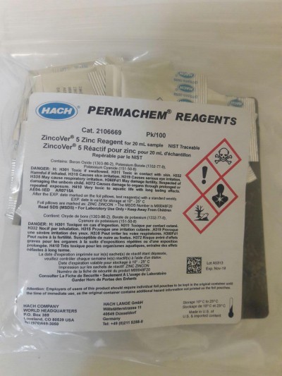 ZincoVer 5 Zinc Reagent Powder Pillows 2106669 Hach