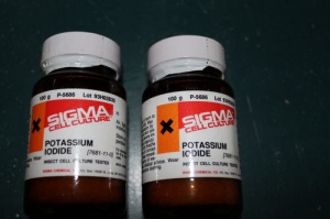 Potassium iodide 2 x 100 grams sealed Sigma cell culture chemistry laboratory