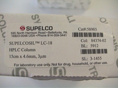 ستون HPLC HPLC Supelcosil LC-18 Column, 3µm, 4.6mm x 15cm Part # 58985!!