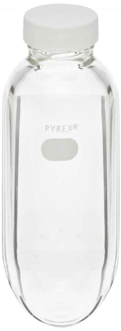 Corning Pyrex Borosilicate Glass Heavy Wall Centrifuge Bottle with GPI 38-400 Thread Finish Screw Cap, 200mL Capacity