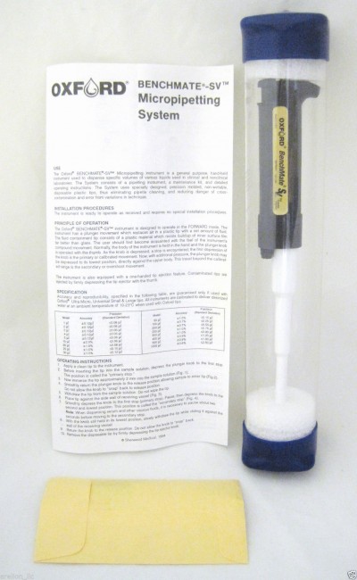 Oxford BenchMate SV 3uL Set Volume Pipette Fixed Vol Precision Sampler Pipet
