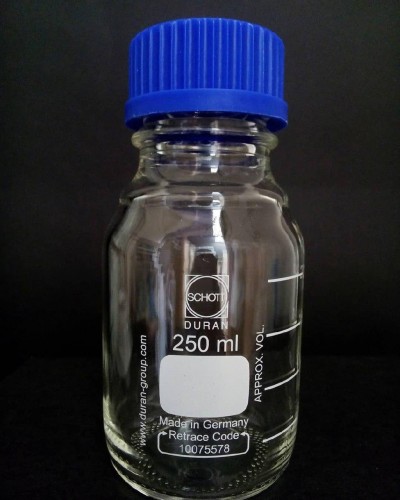 بطری درپیچ دار در آبی مارک 250ML.BORO SILICAT