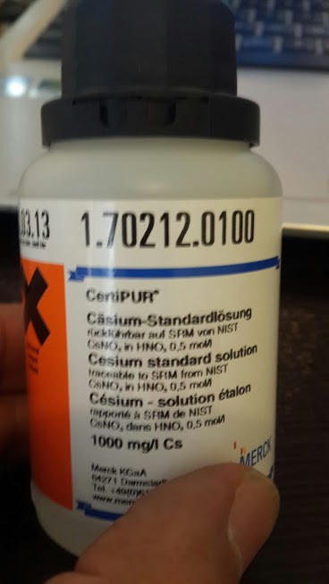 محلول استاندارد سزیوم قابل ردیابی به SRM 100ml کد 170212