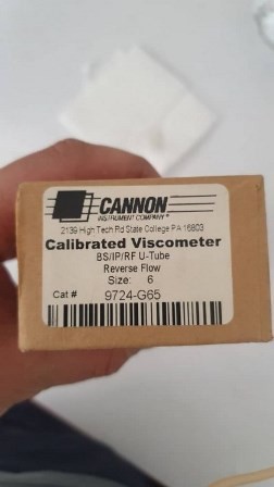 ویسکوزیمتر شیشه ای U شکل دارای رنج 200 تا 1000 میلیمتر در ثانیه کد 9724-G65 ساخت شرکت کانون آمریکا