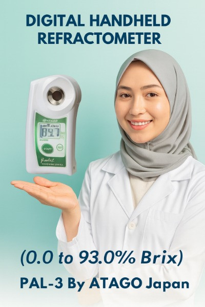 رفراکتومتر دستی دیجیتال با بریکس 	0.0 to 93.0 Brix دیجیتال مدل PAL-3 ساخت شرکت آتاگو ژاپن