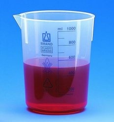 Beakers, blue printed graduations, PP 	BRAND 