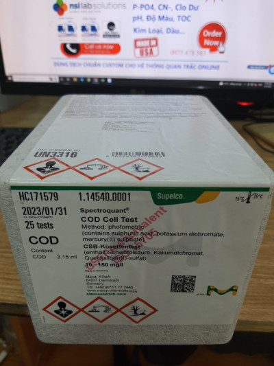 کیت تست COD مرک رنج 10 تا 150 میلیگرم در لیتر 25 تستی کد 114540